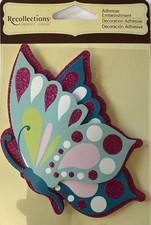 BIG BUTTERFLY Dimensional Glitter Die-Cut Embellishment Stickers 1pc 3  x 4.5  