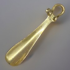 Antique Solid Brass Shoehorn w Hanging Loop Victorian / Edwardian 7
