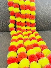 5 Marigold Garlands Flower Strings Mehndi Diwali Wedding Floral Home Decorations