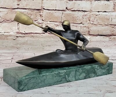 Art Déco Bronze Statue Von Abstrakte Weiblich Frauen Auf Boot Kanu Skulptur Deal
