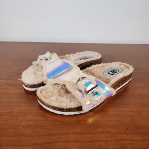 GBG Los Angeles Softee Sandals 7 M Faux Fur Slip On One Strap Buckle - Picture 2 of 12