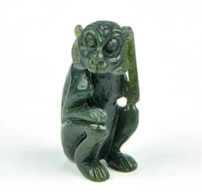 Natural Nephrite Jade Monkey Figurine / Hand Carved Gemstone Animal