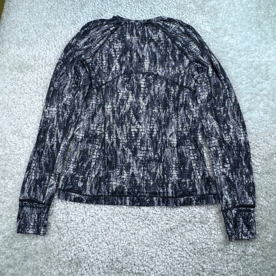 Camisa Lululemon It's Rulu Run Manga Larga Estampado Negro Blanco Mujer 8 Foto 2 de 4