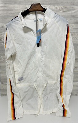 NWT Aldi Gear Women s Large L White Windbreaker Rainbow Stripe Jacket NEW