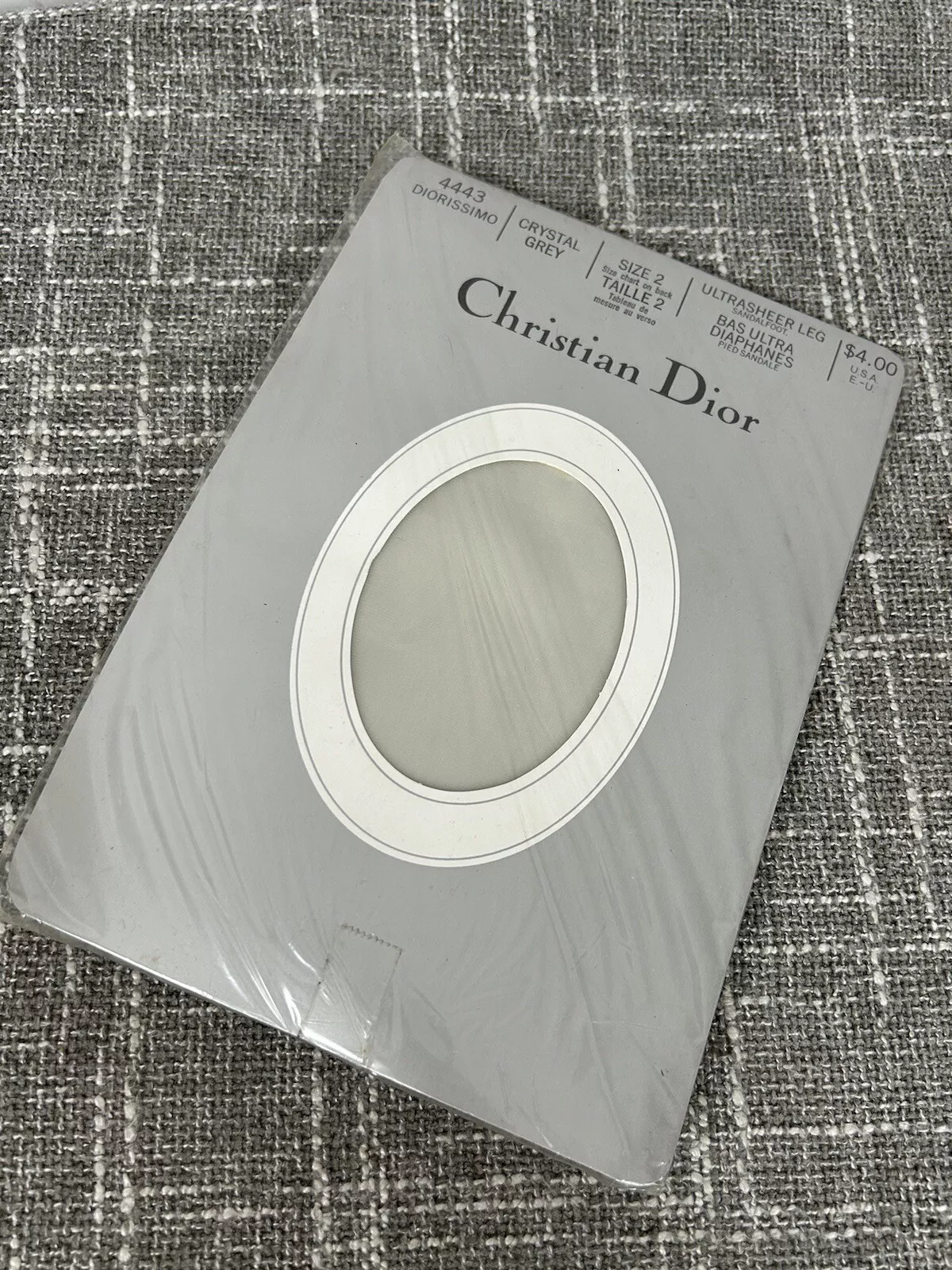 Christian Dior Diorissimo Collant Nylons Bonnet Taille 2 Gris Jusqu'à 5'7