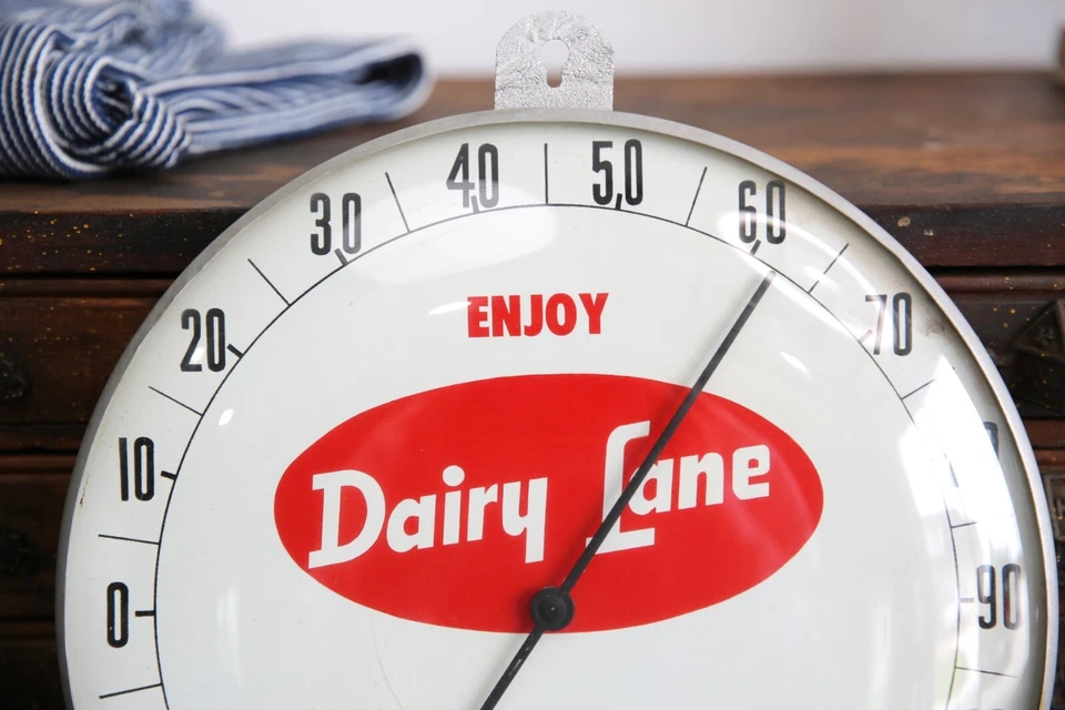 Vintage Dairy Lane Milk Ice Cream Farm Sign Glass Thermometer USA Working 12" - Image 2 of 4