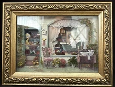 Vintage 3d Layered paper art framed Bath Shop Embellished 33522