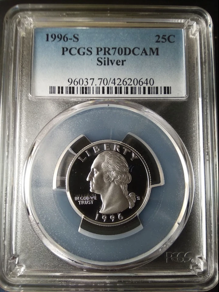 :1996-S S25C WASHINGTON-QUARTER PCGS SILVER-PROOF PR-70-DCAM LOW-POP HIGH-GRADES - Image 3 of 3
