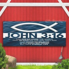 John 3:16 Christian Banner Sign with Grommets