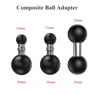 Double Ball Mount Adapter 1 Inch to 25mm/17mm/15mm Composite Extension Ball