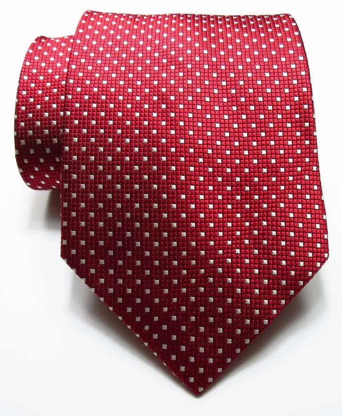 Nueva Corbata Clásica a Cuadros Roja Blanca TEJIDA JACQUARD 100% Seda Para Hombre Foto 2 de 2