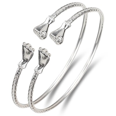 Fist Solid .925 Sterling Silver West Indian Bangles, 1 pair