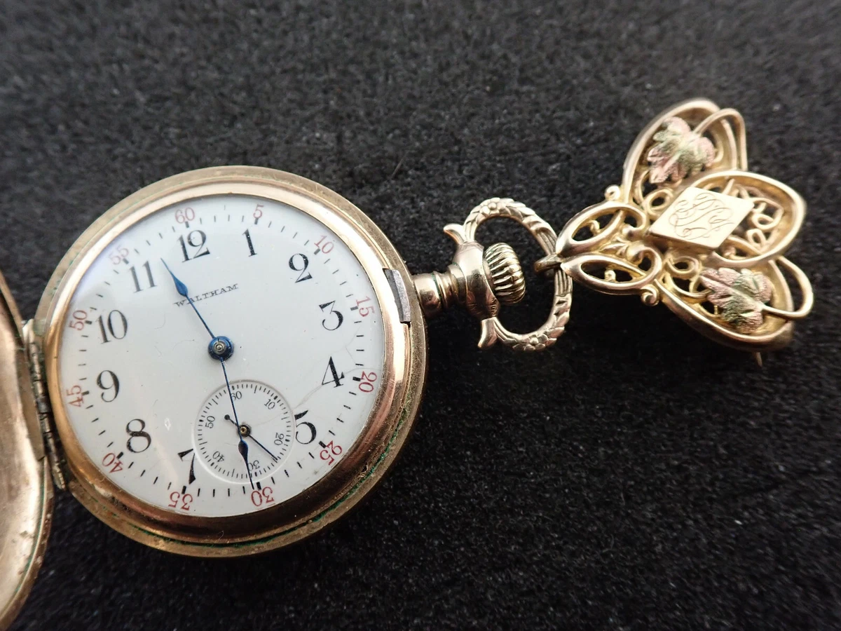 VINTAGE 0 SIZE WALTHAM BROOCH POCKET WATCH GRADE 165 KEEPING