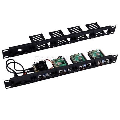 1U Rackmount Steel Bracket Kit for Raspberry Pi 5 19 Inch 4 Slots M.2 NVMe SSD