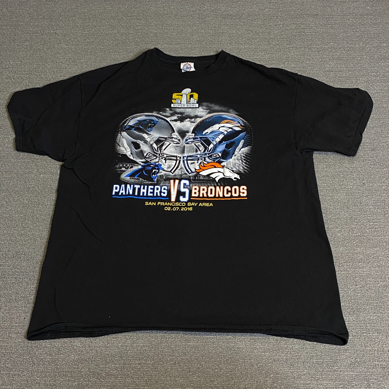 Super Bowl 50 Shirt Mens XL Extra Large Black Panthers V Broncos NFL Football
