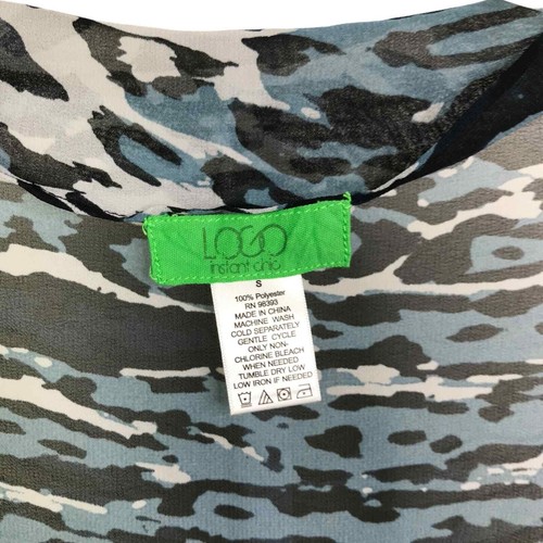Logo Women's Cover-Up Kimono Navy Black White Leopard Cardigan Sheer Sz S - Picture 2 of 7