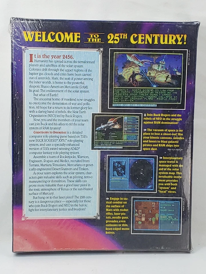 Buck Rogers Countdown to Doomsday PC game 5.25" SSI NEW ORIGINAL SEAL Big Box PC - Image 3 of 4