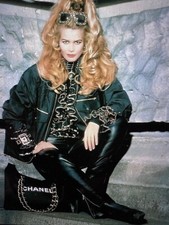 CHANEL VINTAGE 91 CLASSIC BLACK BAG WHITE CHANEL LOGO AND CC 24K GOLD CHAIN XL