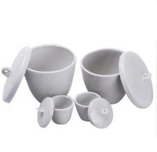 10ml-300ml Ceramic Porcelain Crucible With Cover Lid 1200 Celsius Lab Laboratory
