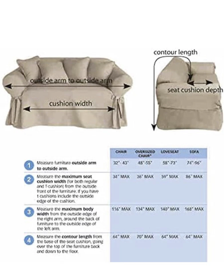 Funda para sofá Maytex Collin 2 piezas - 74-96" ancho/34" salvia 38" profundidad, 34" alto, Foto 3 de 4