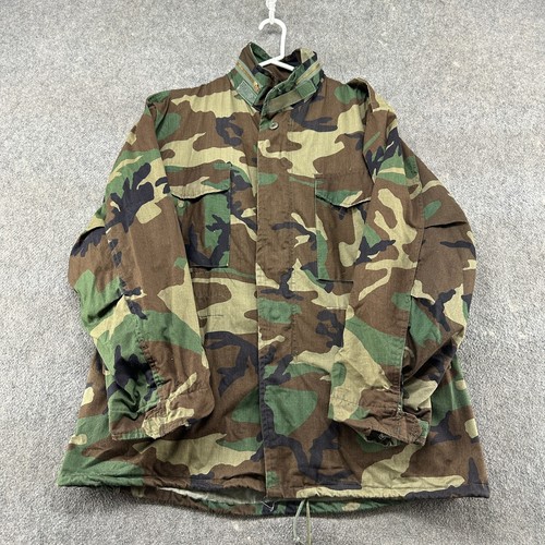 US Army Coat Large Regular Woodland Camo Jacket Cold Weather Field M65 Parka 90s