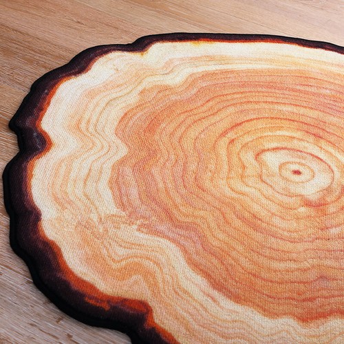 80x80cm Round Rug Ancient Tree Ring Bedroom Living Room Carpet Chair Floor Mat - Picture 4 of 5