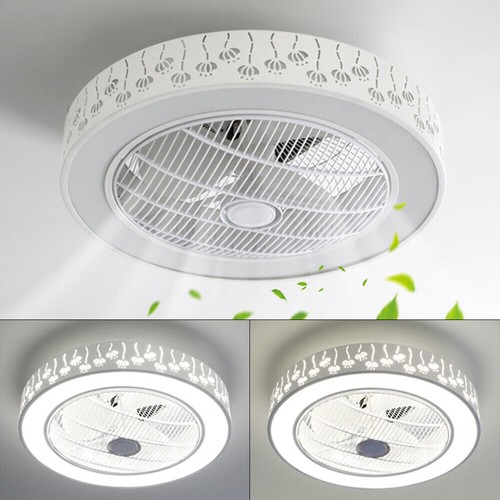 20'' Modern Ceiling Fan Dimmable LED Light Flush Mount Chandelier Remote Control - Picture 17 of 19