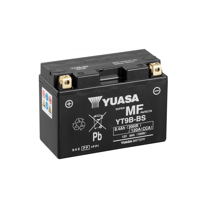 Batterie YUASA YT9B-BS 120A avec technologie AGM sans entretien pour moto
