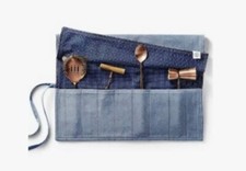 Juego de rollos de herramientas de cóctel Levis con estuche de lona y utensilios de cobre regalo de camarero
