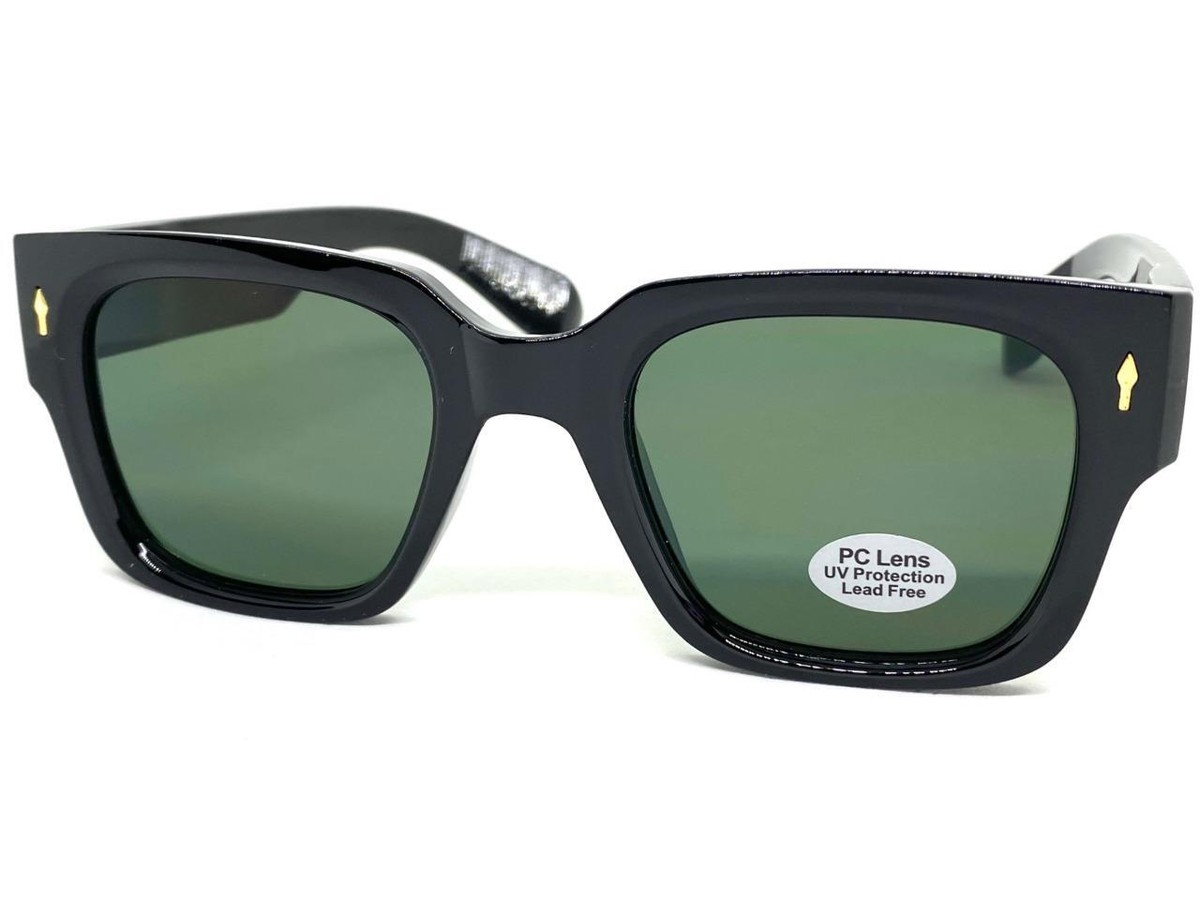 Stylish Black Rectangular Lens Sunglasses Classic Plaid Accent ELLA – DAX Eyewear main image 4