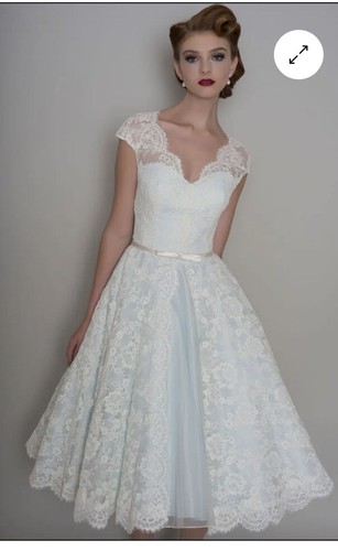 Tea Length Lace Wedding Dress Gown 