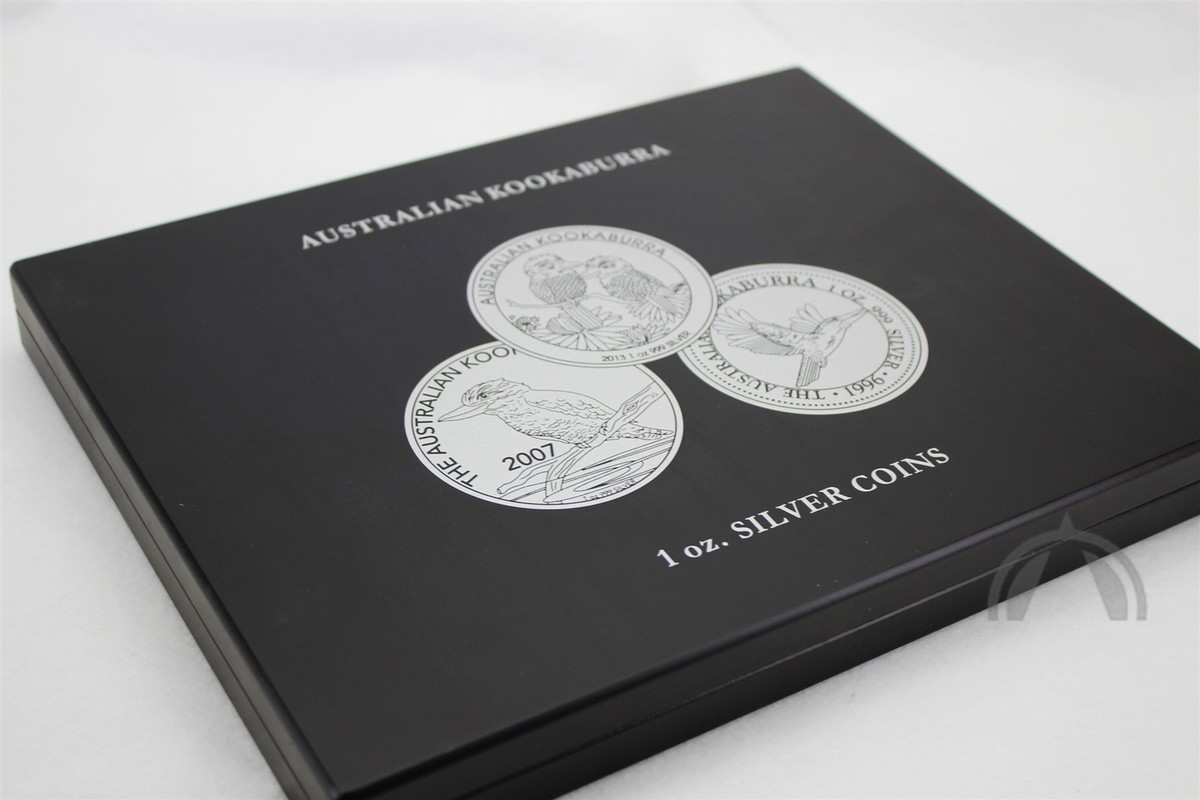 Presentation case for 20 Kookaburra silver soins in capsules, black