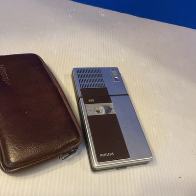 Vintage Philips Pocket Memo 295 MIni-Cassette - Silver/Brown  W Case Read