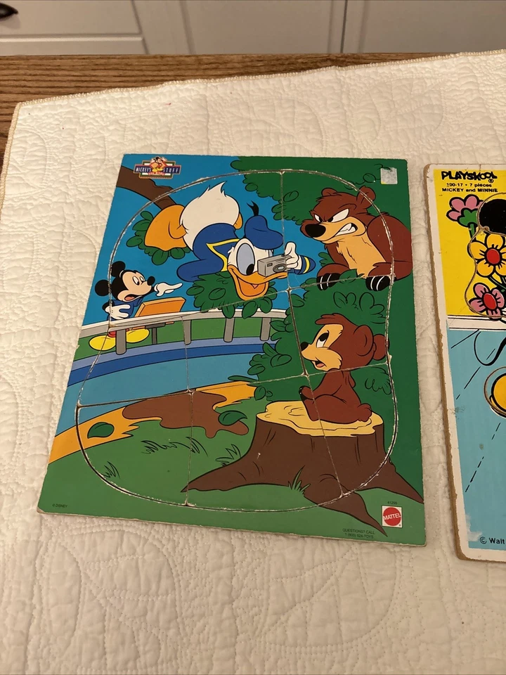 Vintage Lot of 2 Playskool Wooden Puzzles Walt Disney Production Mickey & Donald - Image 4 of 4