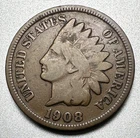 1908-S  INDIAN CENT  NICE DETAIL  KEY DATE  #1838