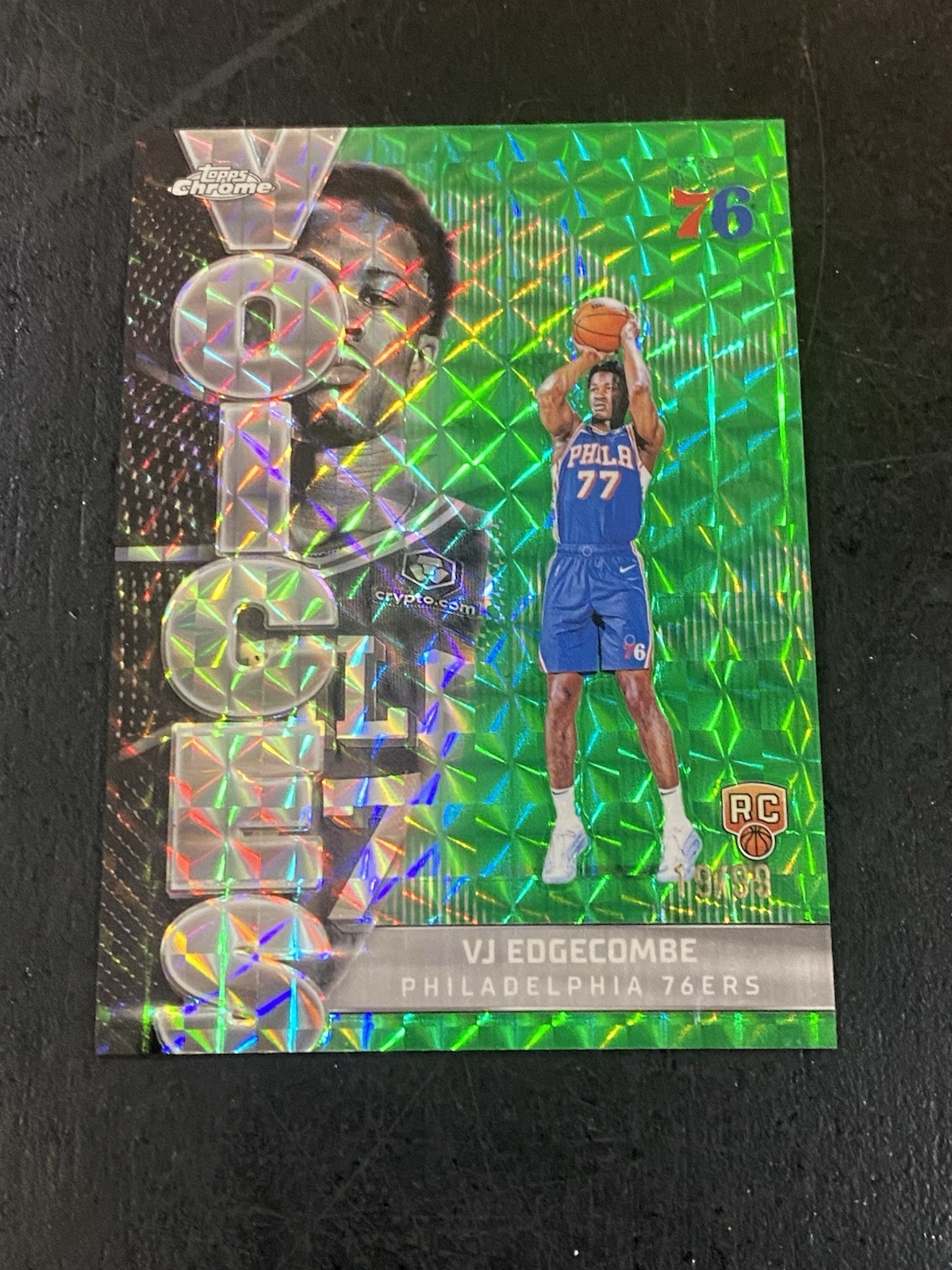 2025-26 Topps Chrome VJ Edgecombe Voices Green Refractor RC Rookie /99