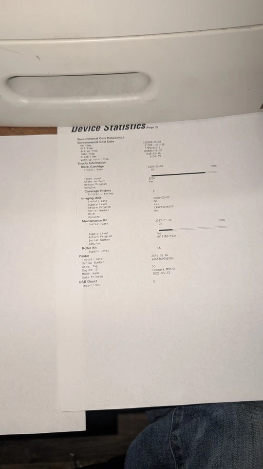 Lexmark MS810de Workgroup Laser Printer, Monochrome, Working Condition - Image 3 of 4