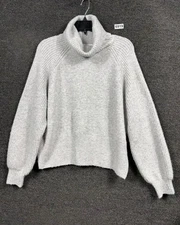 Elodie Soft Chunky Knit Turtleneck Sweater Womens Size XL Gray Wool Blend