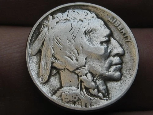 1918 D Buffalo Nickel 5 Cent Piece- Denver, Partial Horn, Fine/VF Details