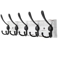 Kuhome Coat Rack Wall Mount Wooden Hat Rack for Wall Hooks Pine Real Wood Plank