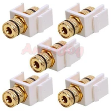 5PCS Banana Audio Keystone Jack Black Ring Speaker Cable Coupler for Wall Plate