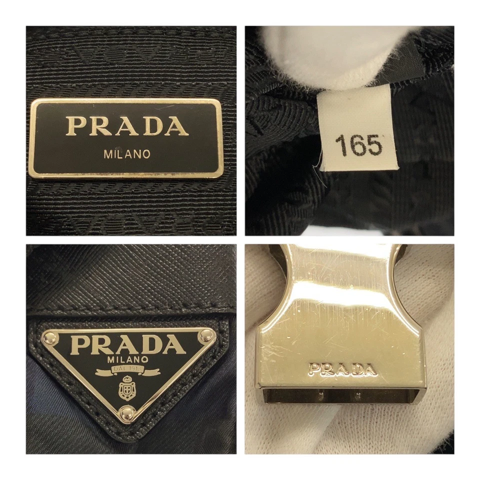 PRADA Tessuto Triangle with logo Shoulder Bag Green Blue Black SilverHardware - Image 4 of 4