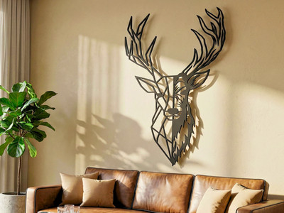 Hirschkopf Wanddeko, Hirsch Wanddekoration aus Holz, Wandbilder Home Dekoration