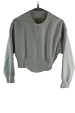 CHAMPION White Crop Sweatshirt size M Womens Organic Cotton Pullover Jumper