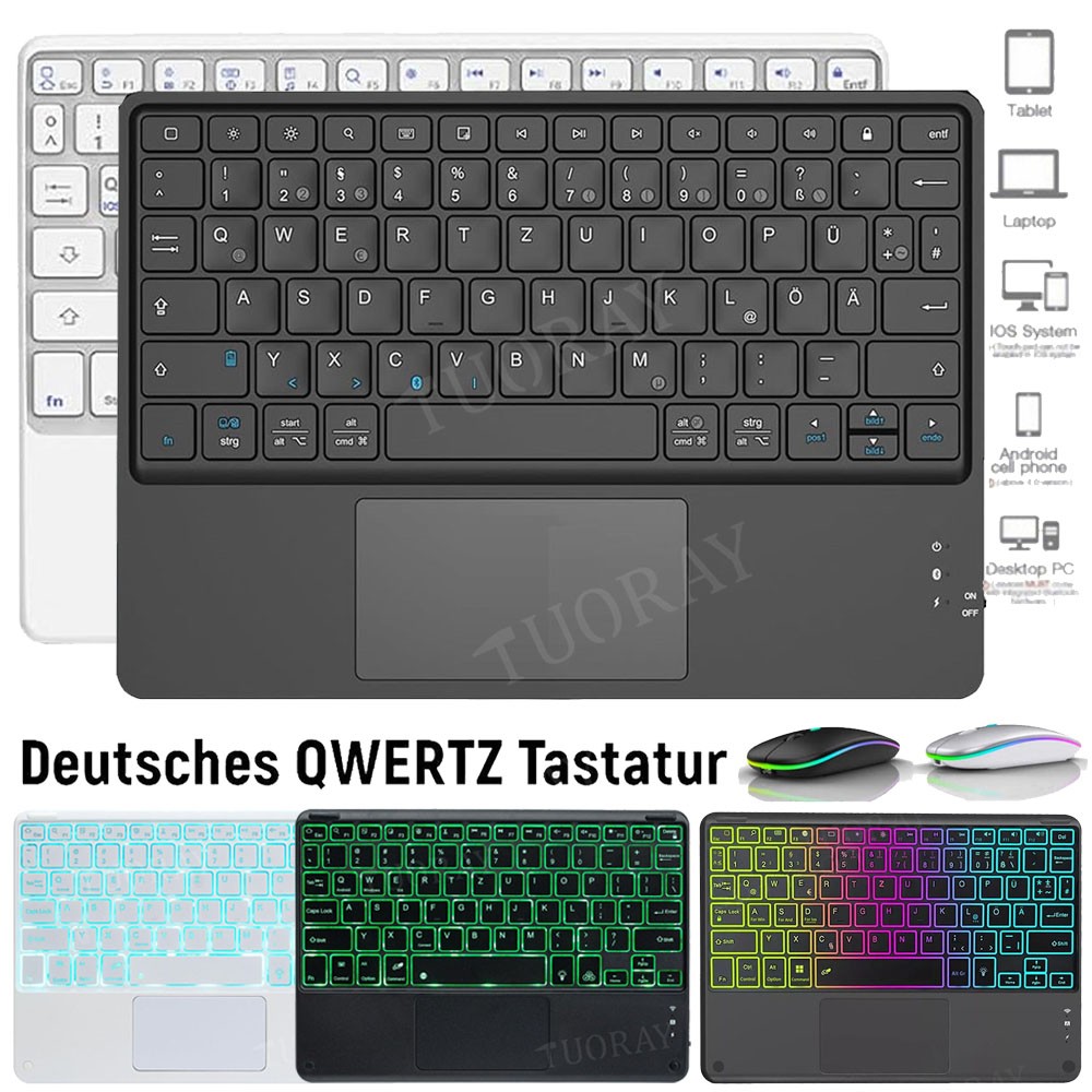 Bluetooth Tastatur Maus mit Touchpad für iPad 11 10 9 8 7 6 5th Air 6 5 4 Pro 11