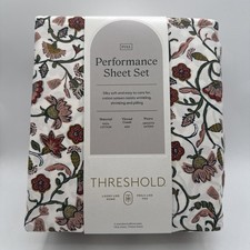 Threshold Performance Full Size Sheet Set 100 Cotton Smooth Sateen Weave Floral