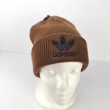 Adidas Originals Trefoil Beanie Brown Black Ribbed Knit Cuffed Hat IV3035 NEW