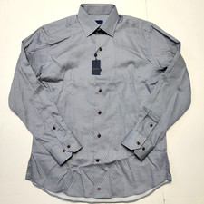  165 New DAVID DONAHUE Button Front Sport Shirt Men's XL X-LARGE Blue GEOMETRIC