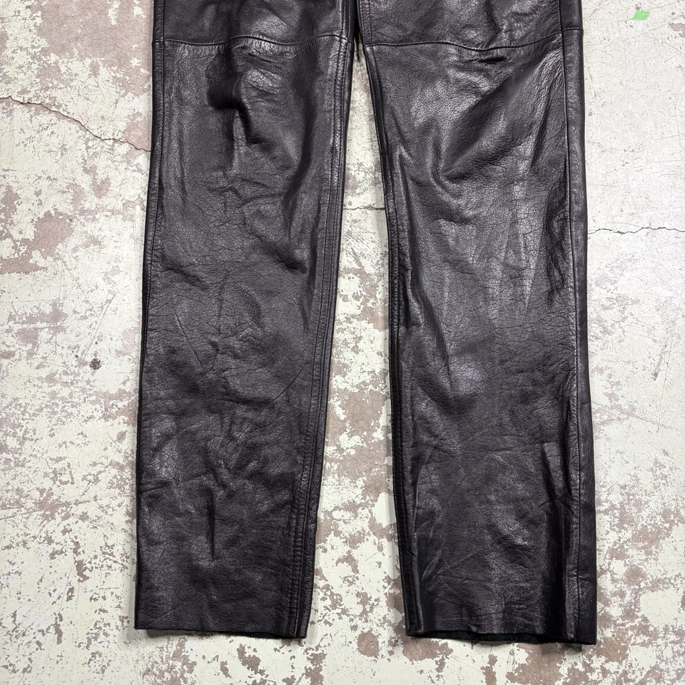 Pantalones de cuero negros vintage Wilsons Máxima para mujer talla 8 (27x34) pierna recta Foto 3 de 4