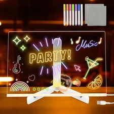 LED Note Board with 7 Colors – Light Up Dry Erase Drawing Board with Stand